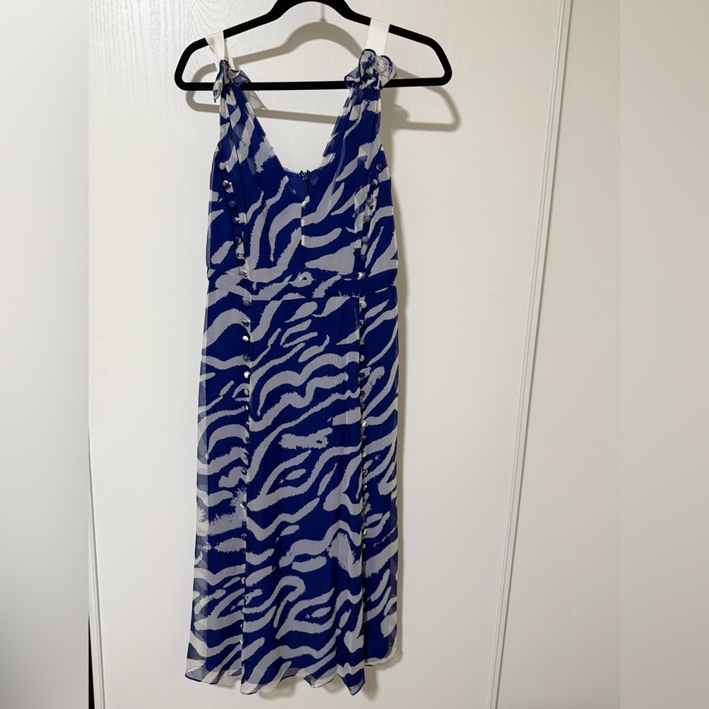 Prabal Gurung Blue Zebra Print Midi dress size 2 NWT $1495